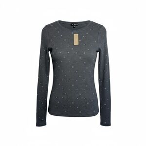 J. Crew Women's Charcoal Patterned Long Sleeve Tee